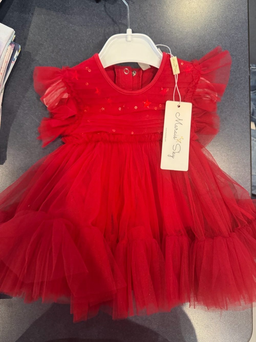 Marais Sky Dress Red Tulle Baby One-Piece Dress Bodysuit - NWT